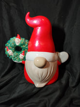 Ceramic Holiday / Christmas Decoration - Gnome, Santa with Gnome Wreath