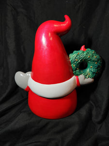 Ceramic Holiday / Christmas Decoration - Gnome, Santa with Gnome Wreath