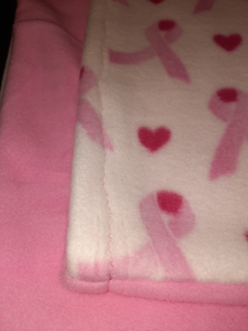 Licensed Pillowcase - Breast Cancer, Pink Ribbon on White Fleece::Pink Fleece